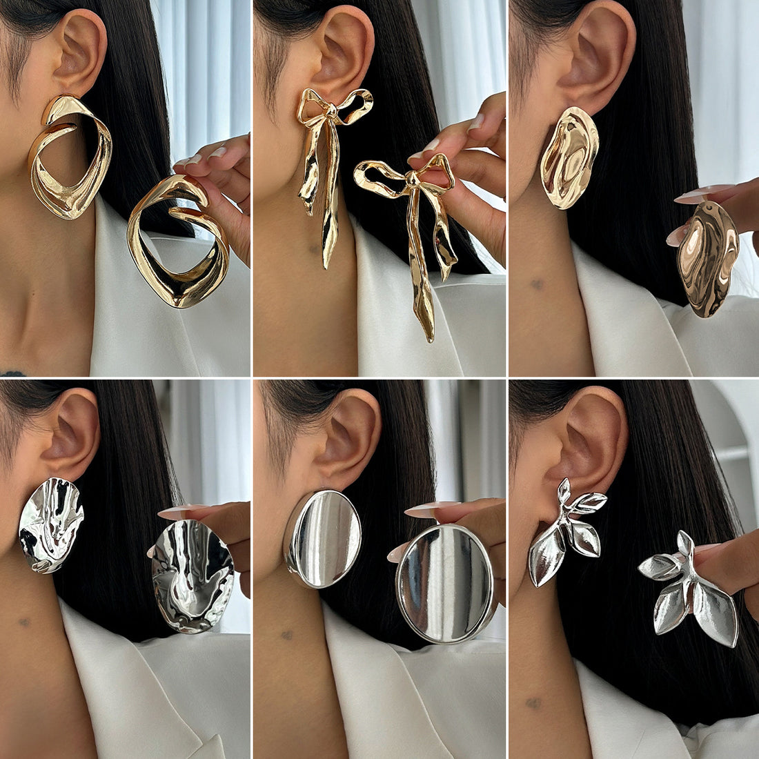 Tyra Sculptural Bow Petal Earrings [W1R2Q18S]