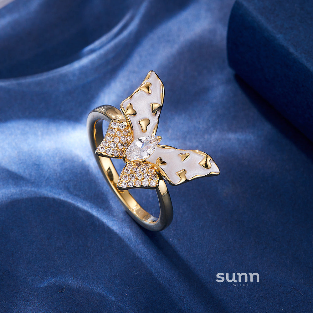 Tzipora Enamel Butterfly Ring [MDE062C7]