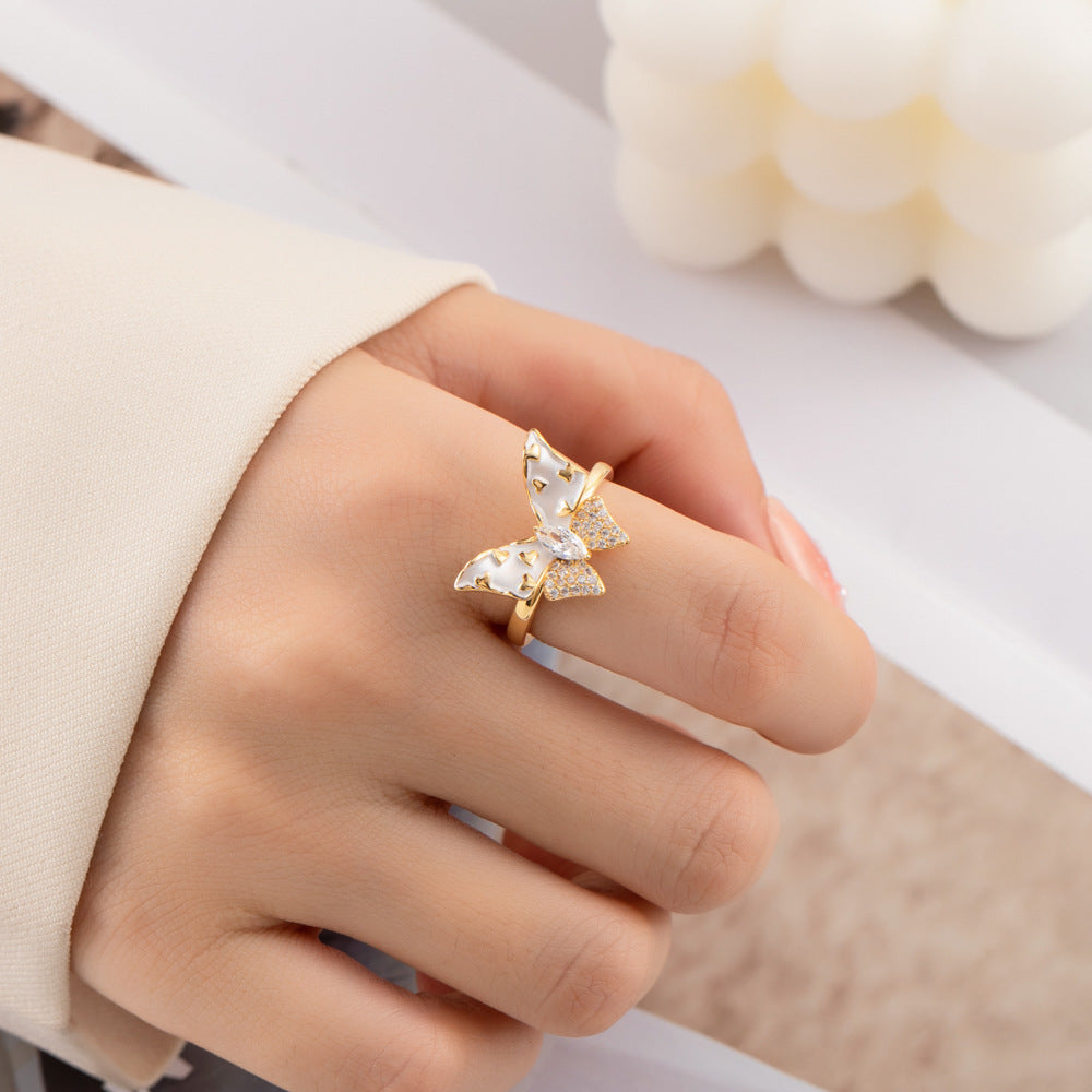 Tzipora Enamel Butterfly Ring [MDE062C7]