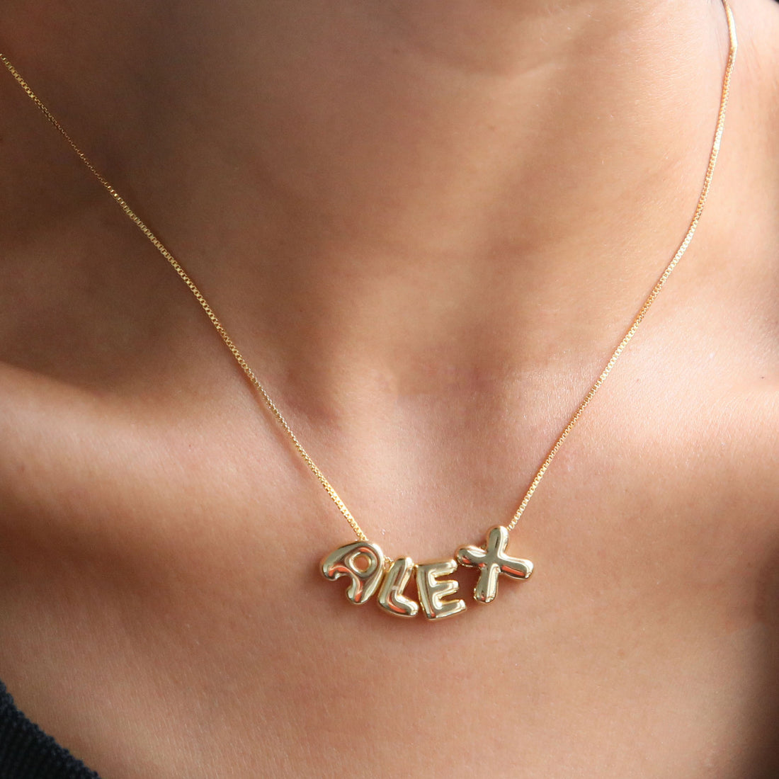 Vada Gold Bubble Letter Necklace [DWF6WZBU]