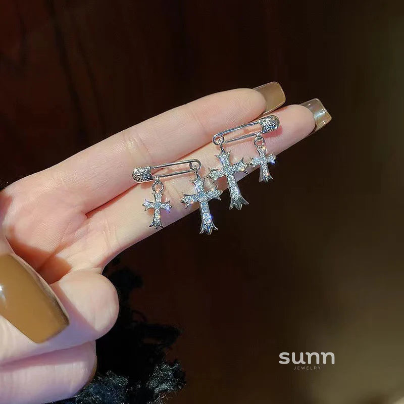 Vaeda Celestial Cross Stud Earrings