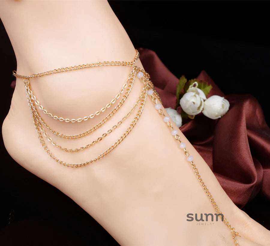 Valarie Layered Crystal Anklet