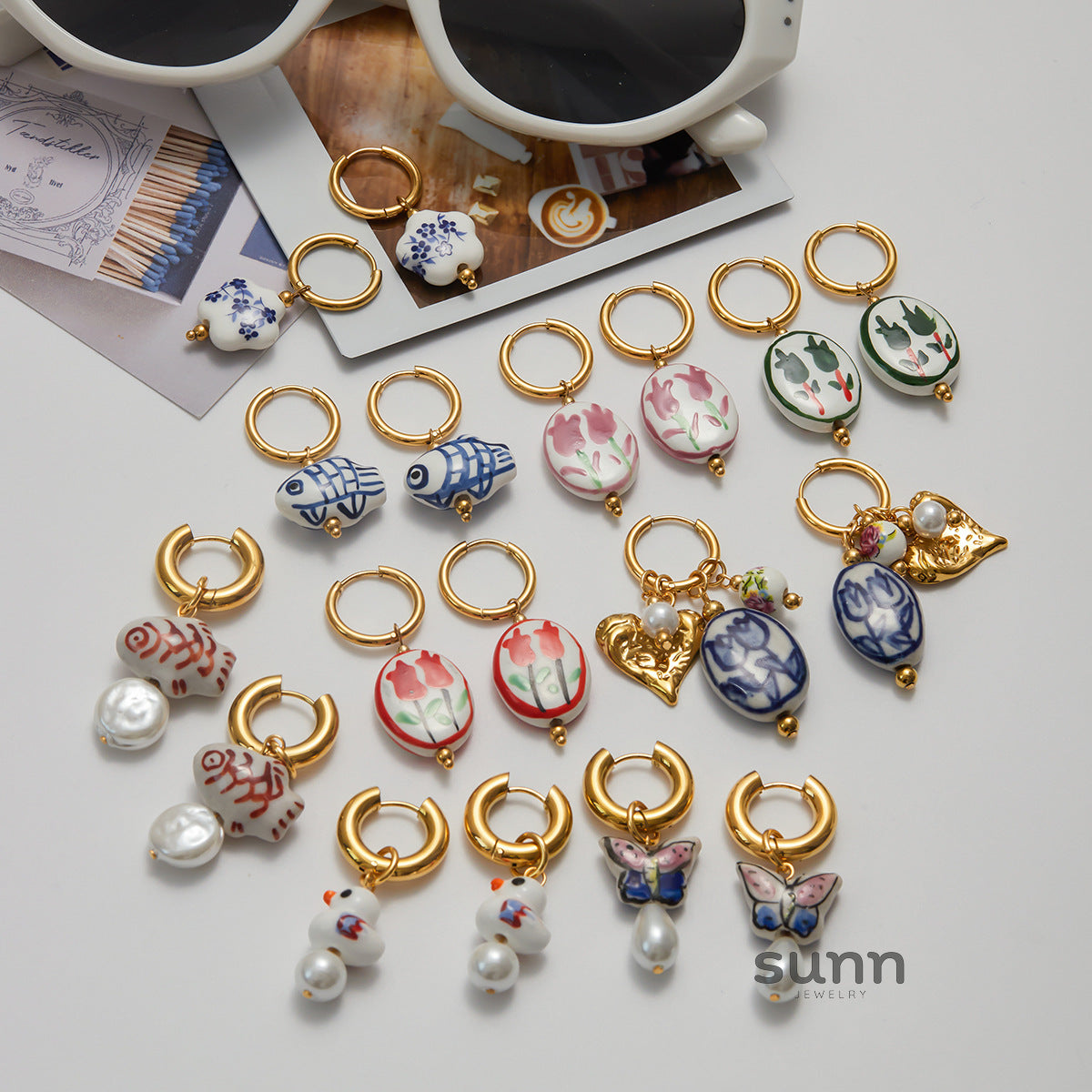Valencia Ceramic Pearl Drop Earrings [4AO8EYCK]