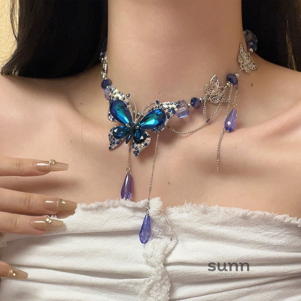Valentine Crystal Butterfly Choker