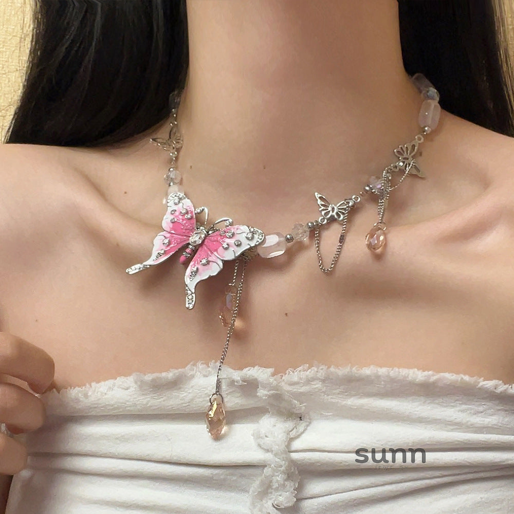 Valentine Crystal Butterfly Choker