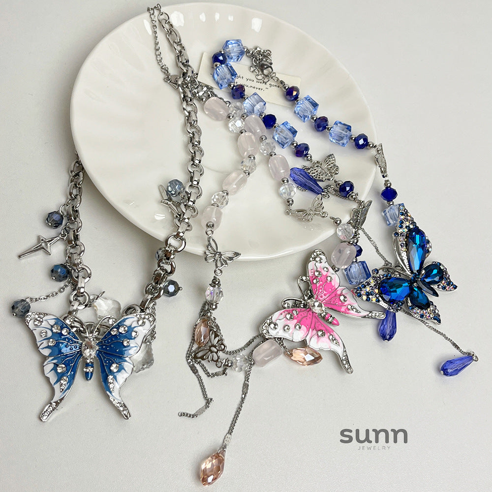 Valentine Crystal Butterfly Choker
