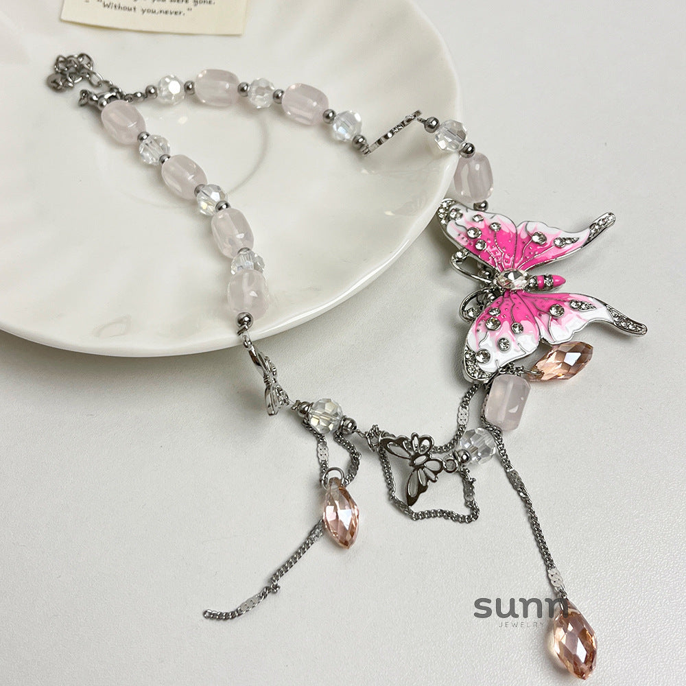 Valentine Crystal Butterfly Choker
