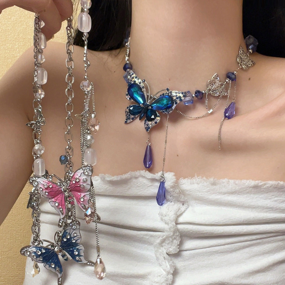 Valentine Crystal Butterfly Choker