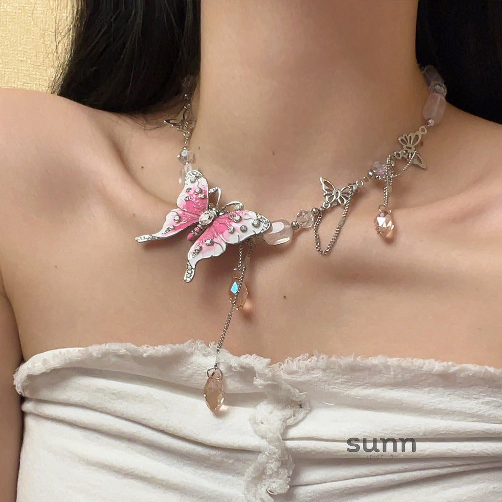 Valentine Crystal Butterfly Choker