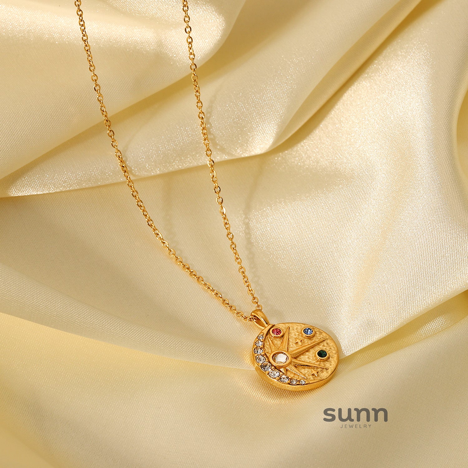 Valeria Celestial Sun Moon Necklace [7FYRW6AU]