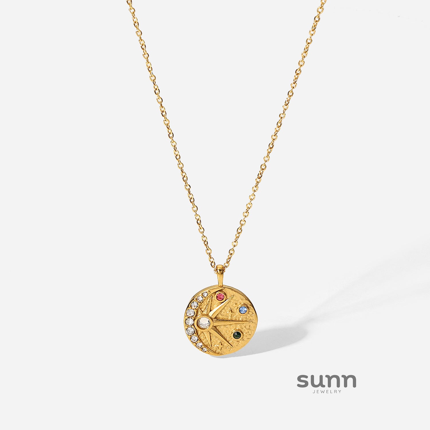 Valeria Celestial Sun Moon Necklace [HV3OWQS7]