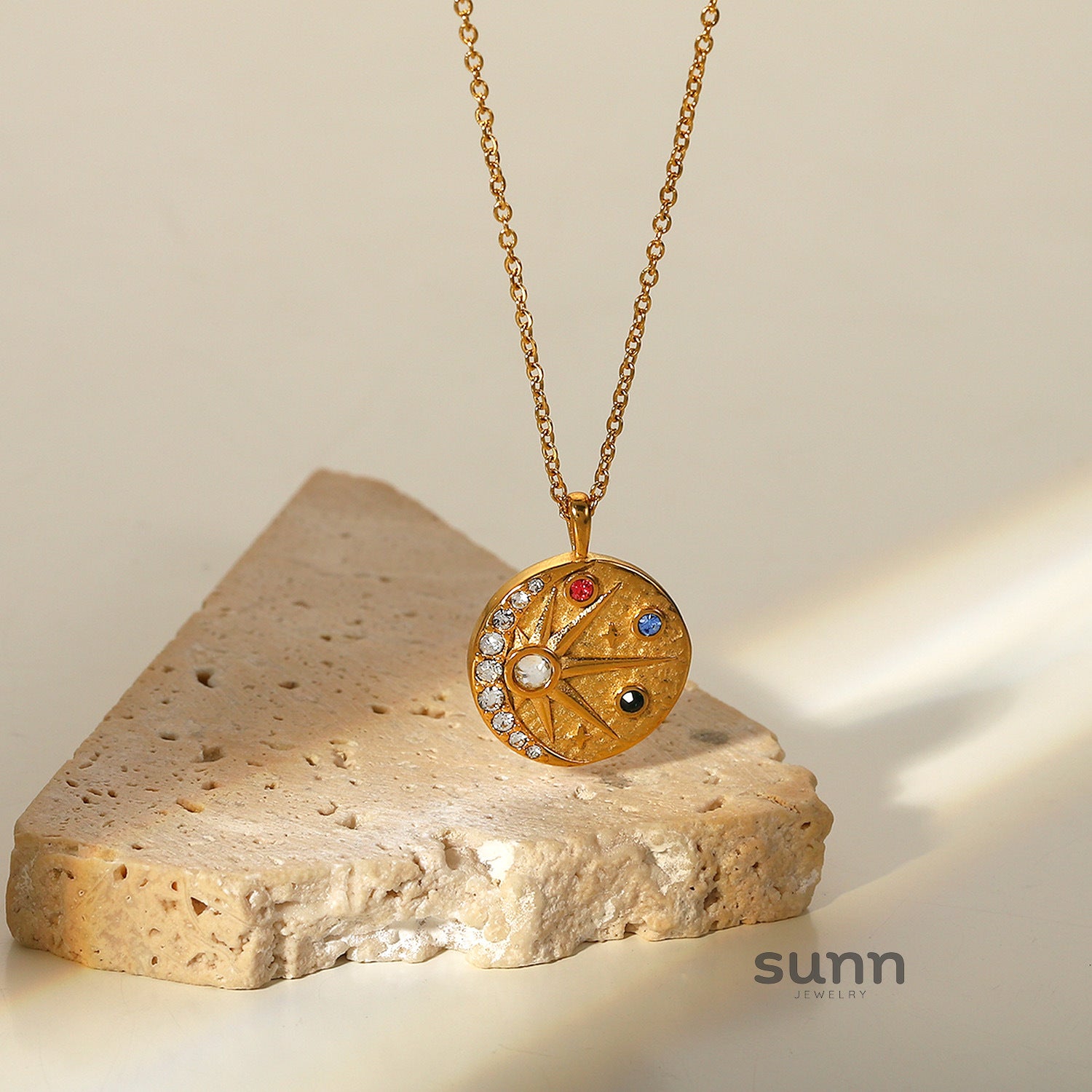 Valeria Celestial Sun Moon Necklace [RN23VYTS]