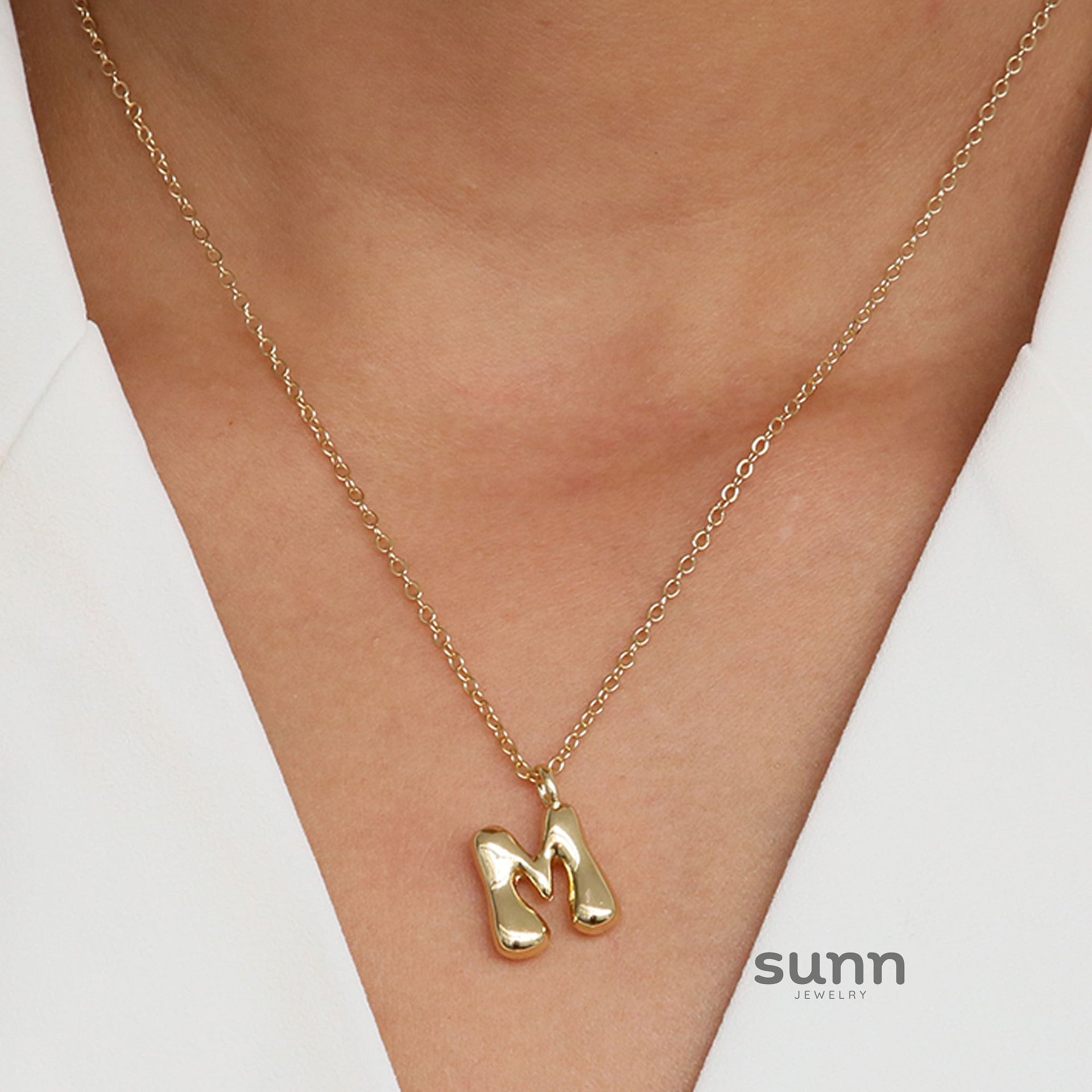 Vanya Gold Initial Bubble Necklace [IYSL9ROW]