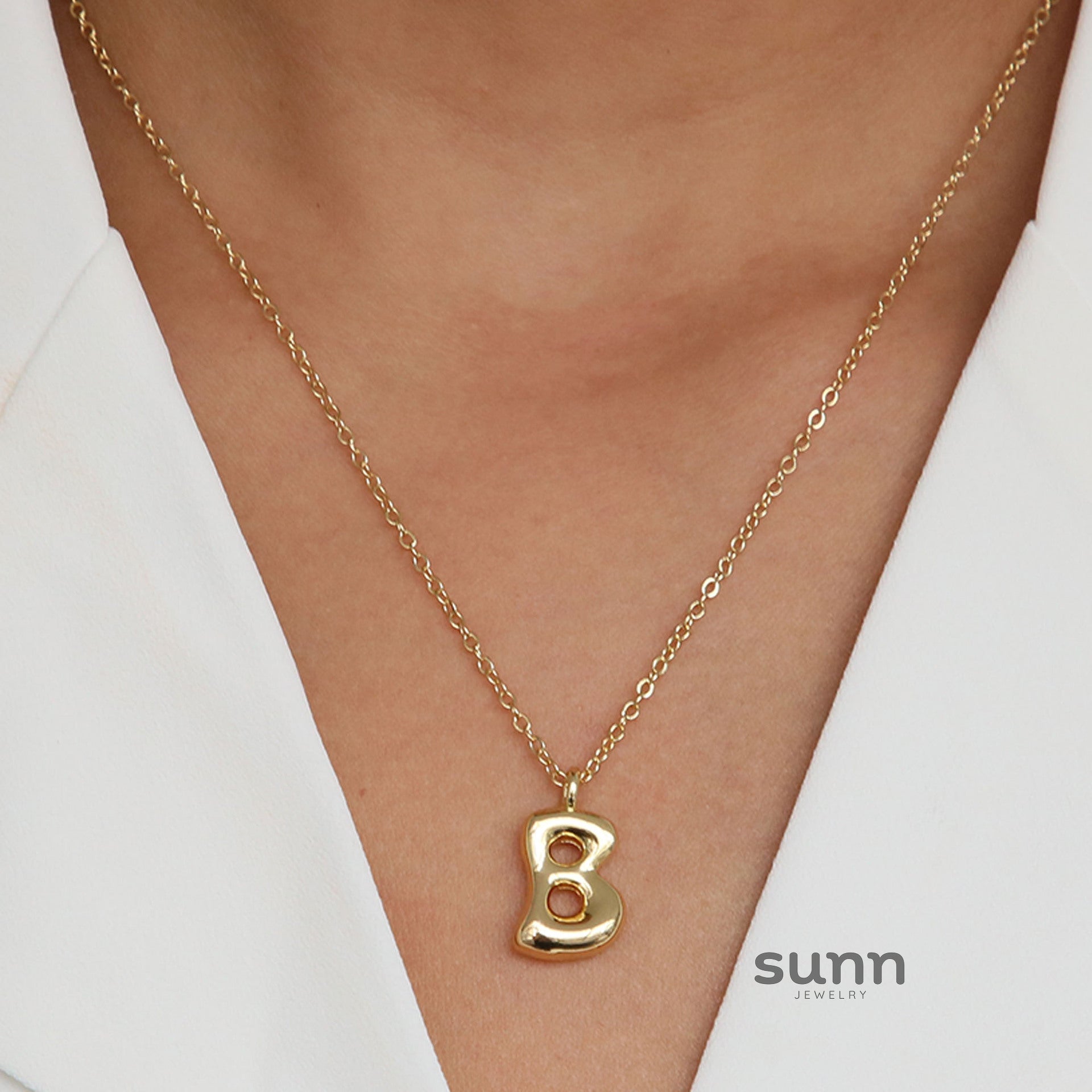 Vanya Gold Initial Bubble Necklace [CG4EWRO1]