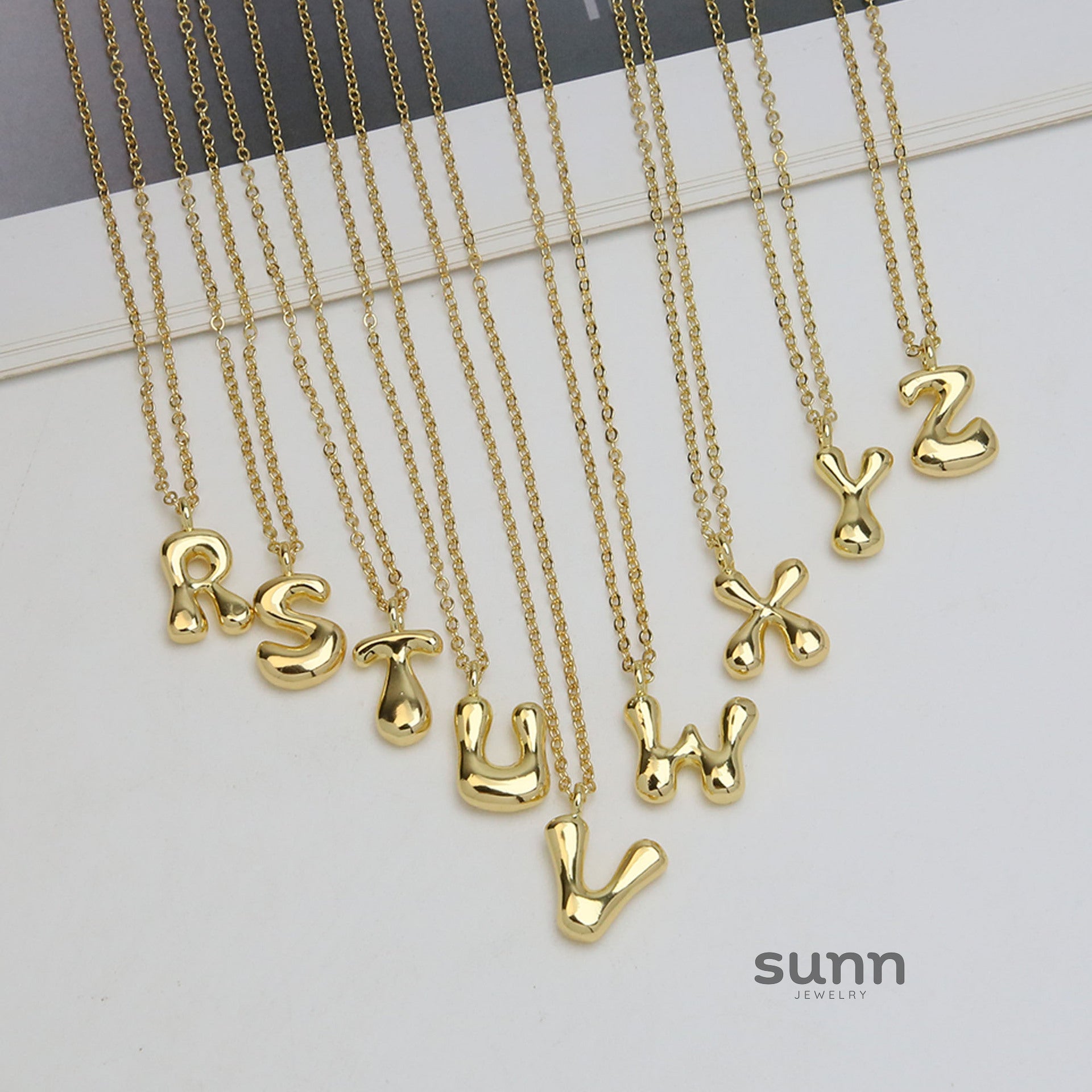 Vanya Gold Initial Bubble Necklace [RAEQRQ47]