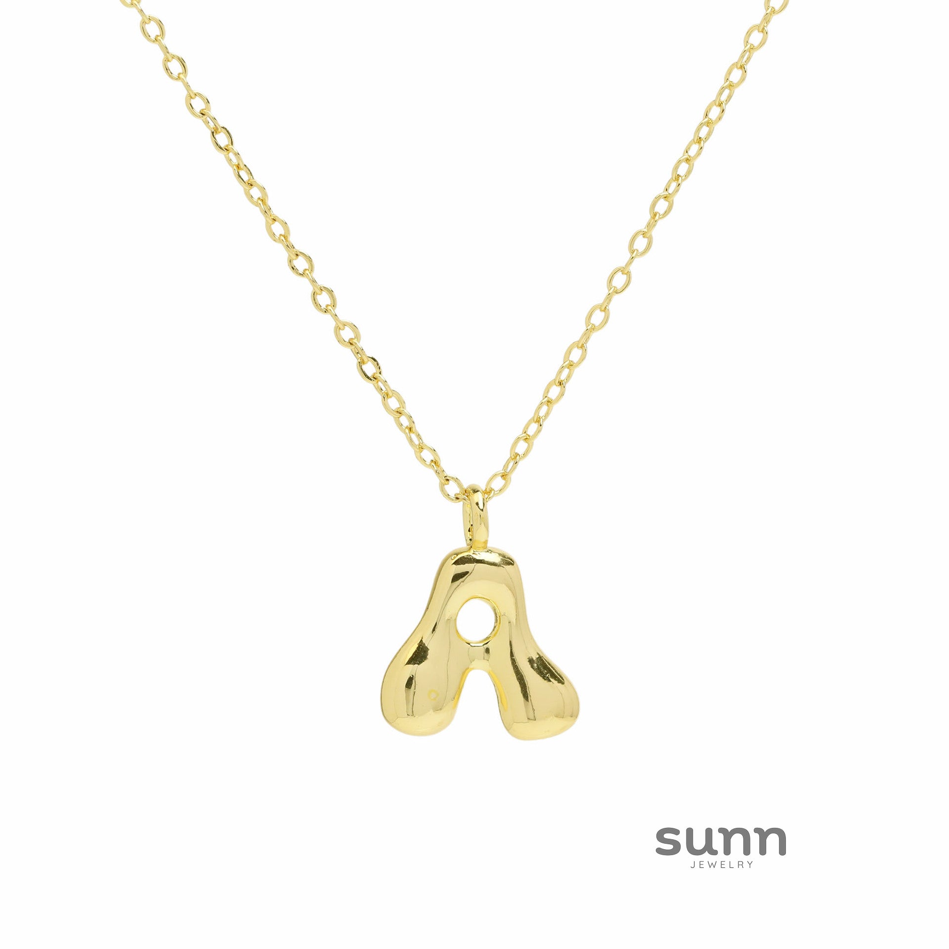 Vanya Gold Initial Bubble Necklace [JQRMNLB6]
