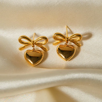 Venice Gold Heart Earrings [L4XO798A]