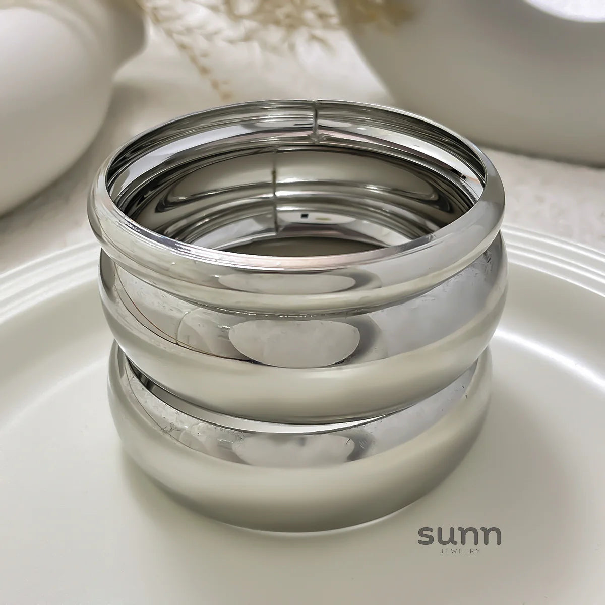 Venice Polished Metal Bangle Set