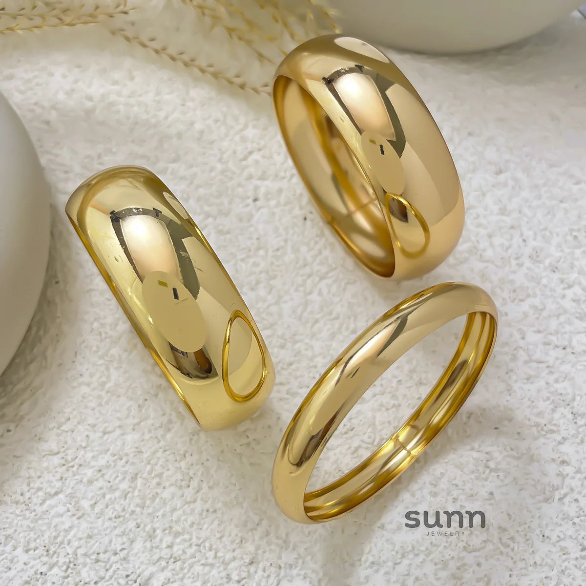 Venice Polished Metal Bangle Set