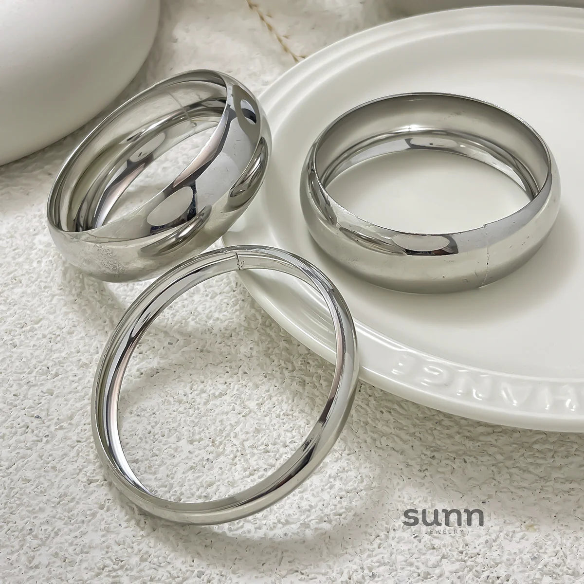 Venice Polished Metal Bangle Set