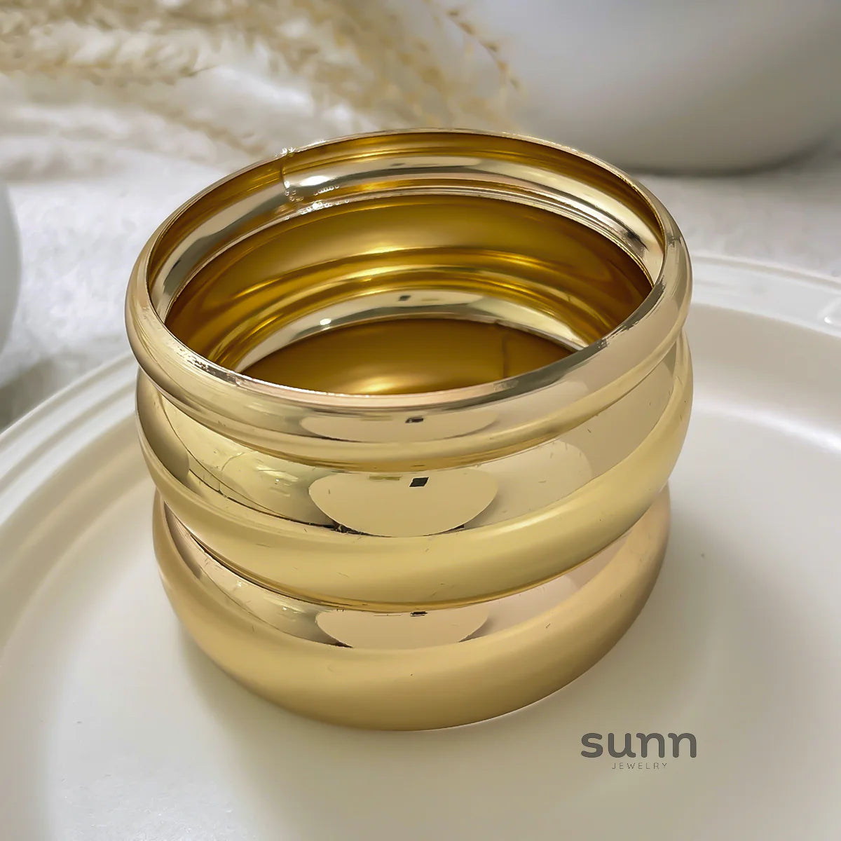 Venice Polished Metal Bangle Set
