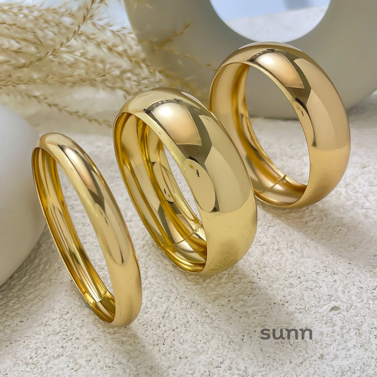 Venice Polished Metal Bangle Set