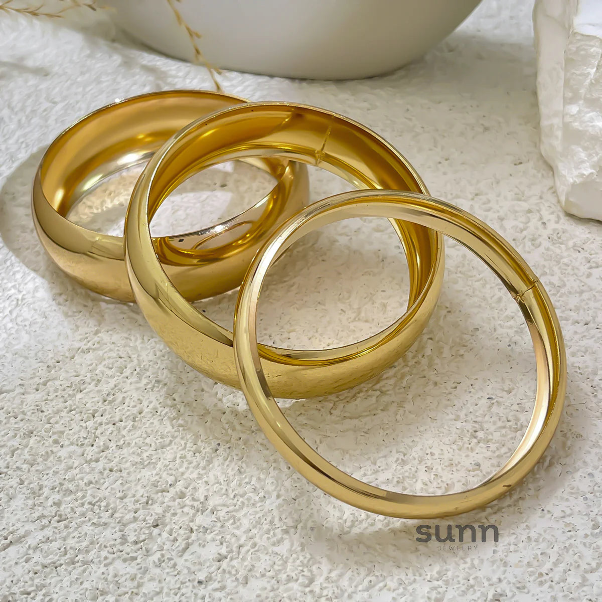 Venice Polished Metal Bangle Set