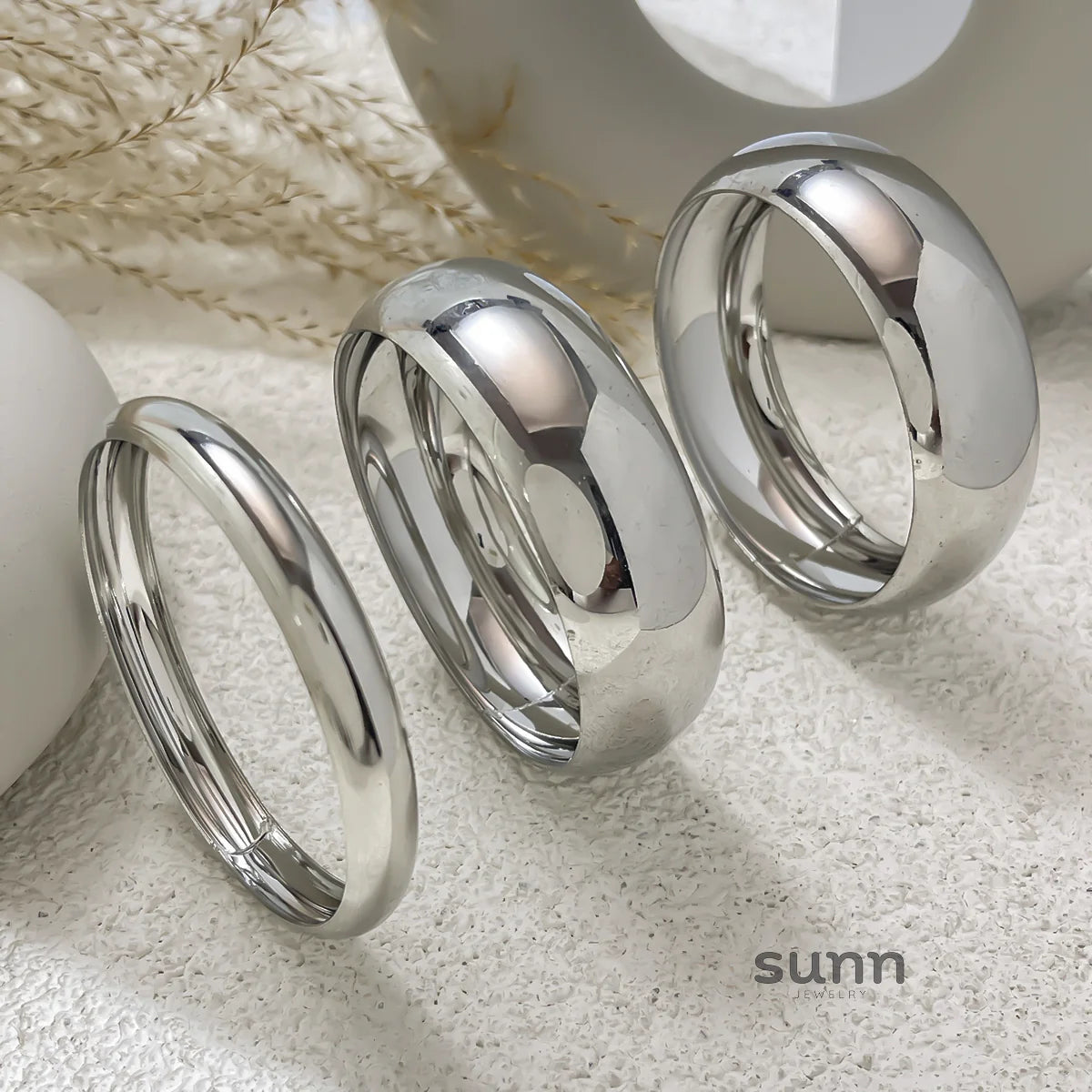 Venice Polished Metal Bangle Set