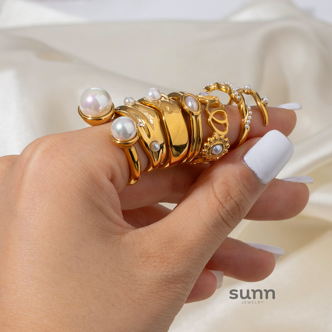 Verona Geometric Pearl Ring [6C2Y123S]