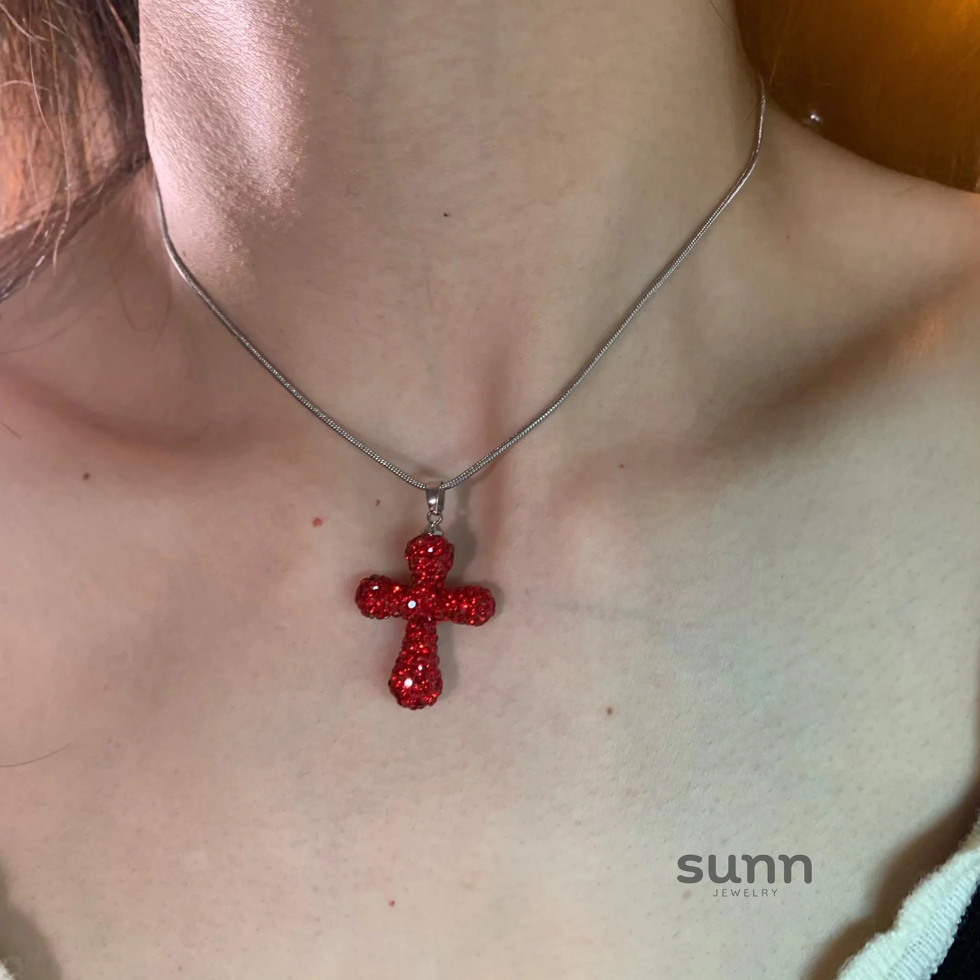 Veronika Rhinestone Cross Choker