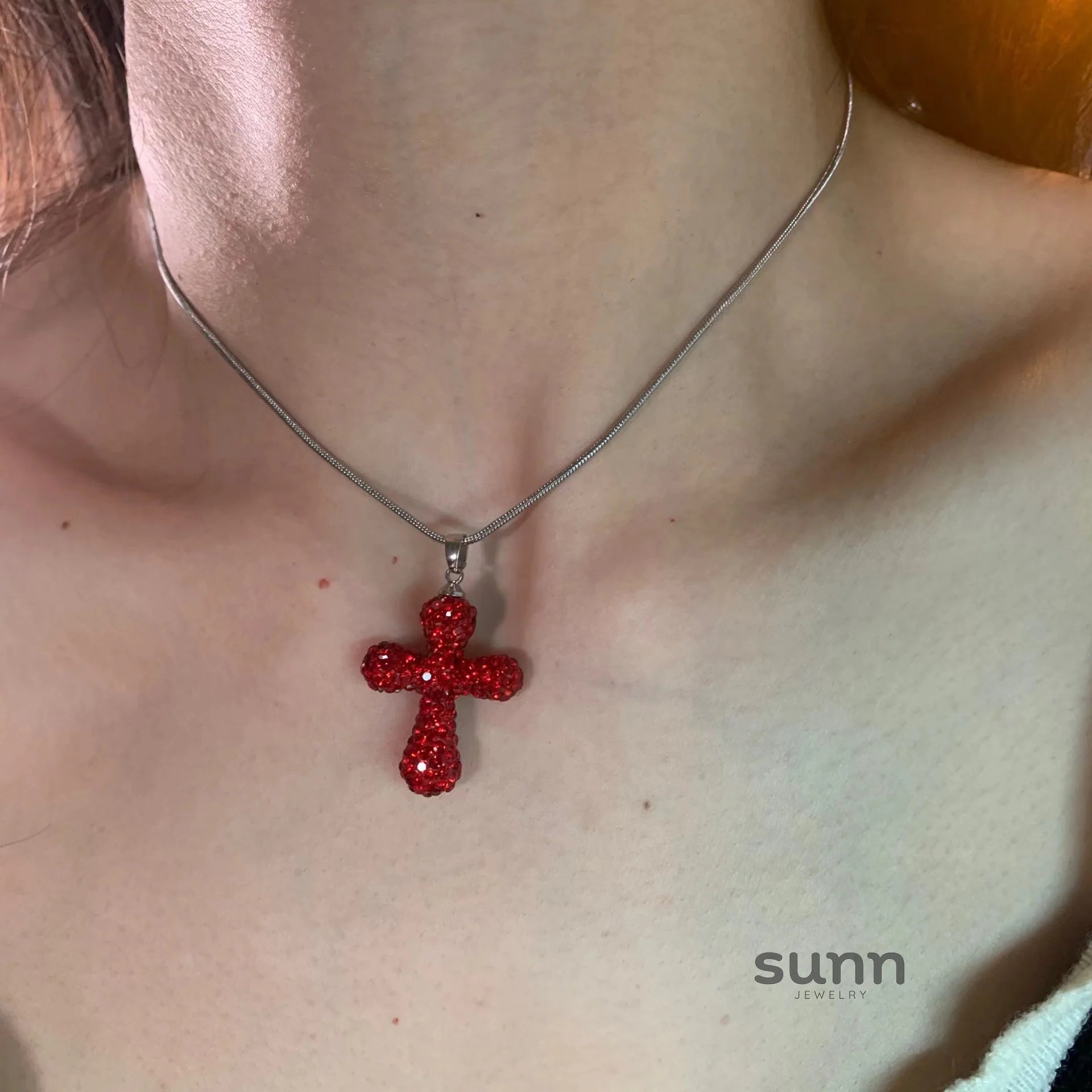 Veronika Rhinestone Cross Choker