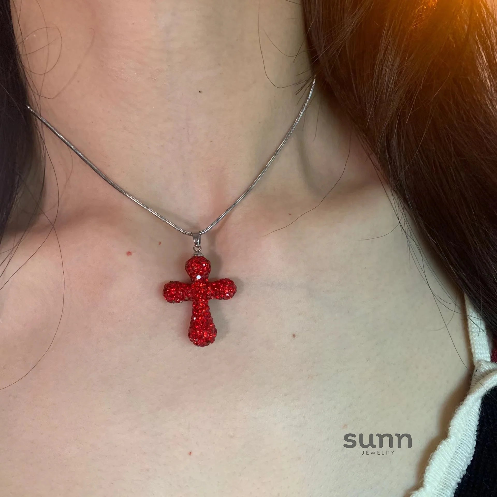 Veronika Rhinestone Cross Choker