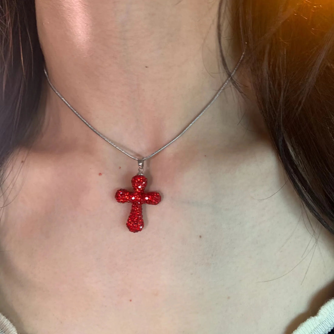Veronika Rhinestone Cross Choker