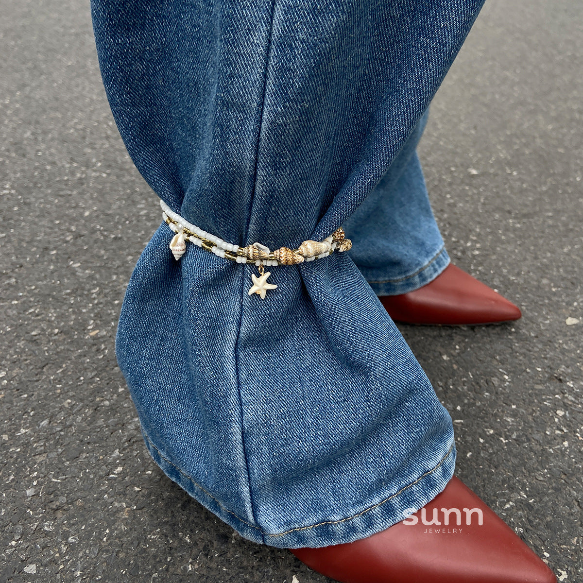 Viana Mixed Bead Shell Anklet [FBBQ2YBU]