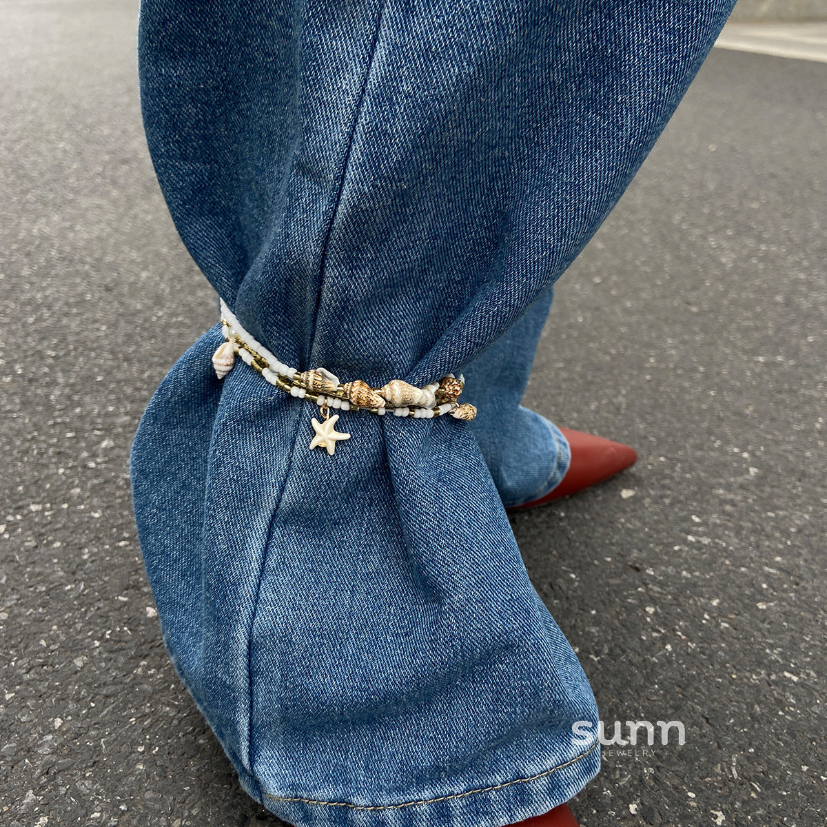 Viana Mixed Bead Shell Anklet [3WFPNK6O]
