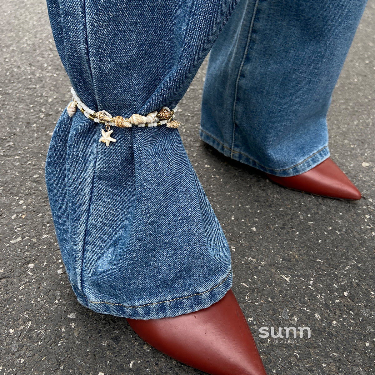 Viana Mixed Bead Shell Anklet [S2O3FU6Y]
