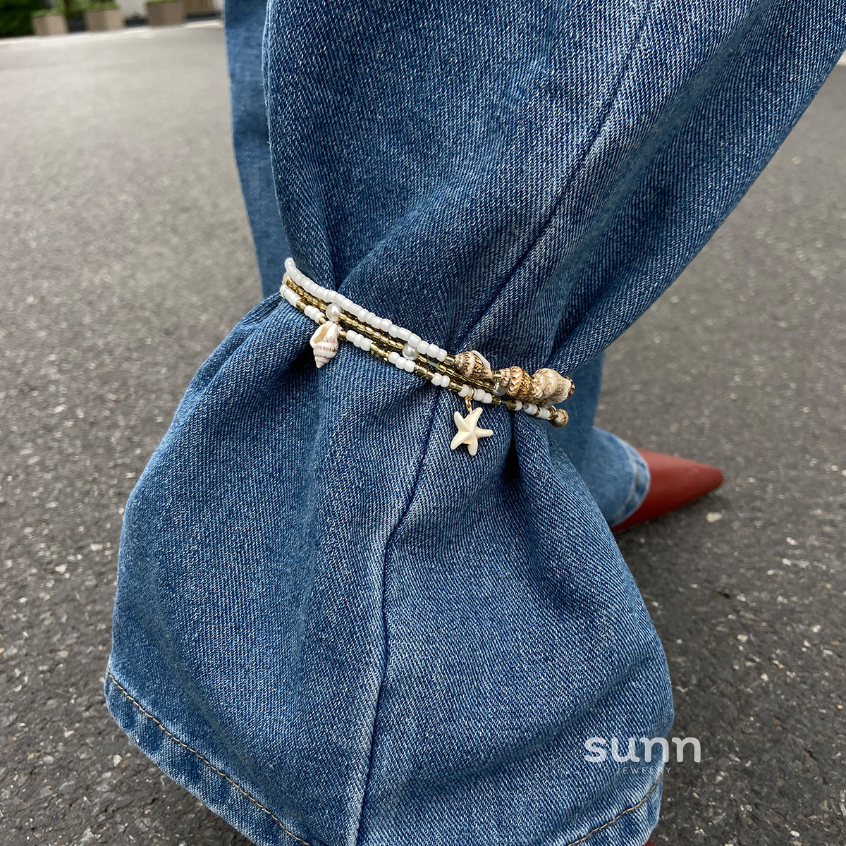 Viana Mixed Bead Shell Anklet [BDX25JQE]