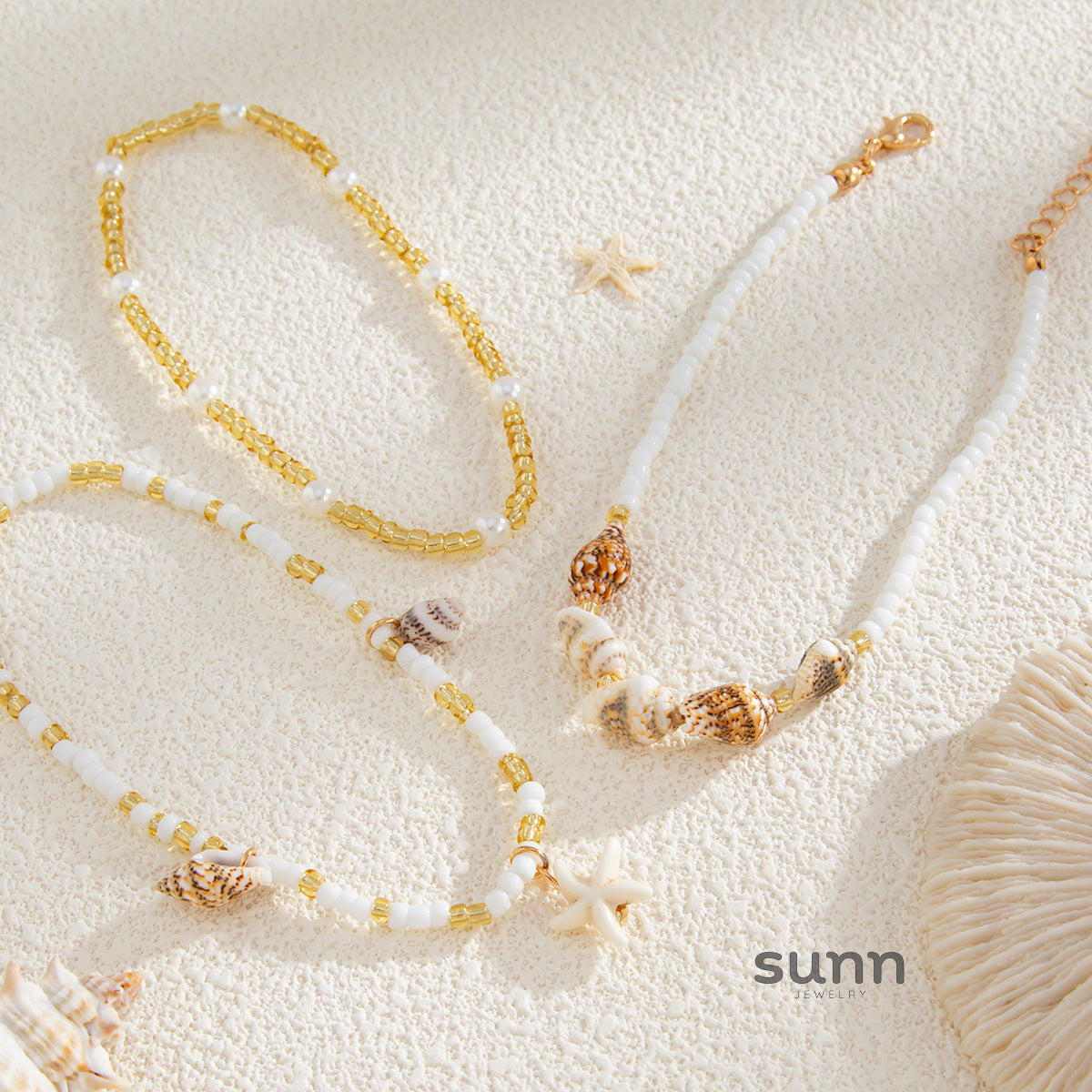 Viana Mixed Bead Shell Anklet [ILHOV19N]