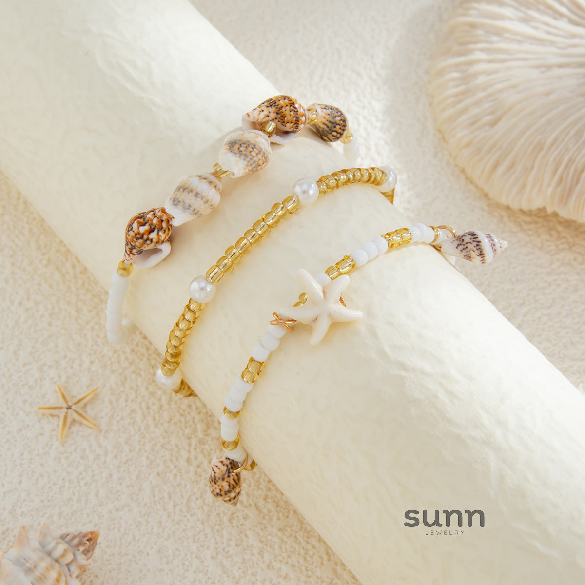 Viana Mixed Bead Shell Anklet [EN9JWYY8]