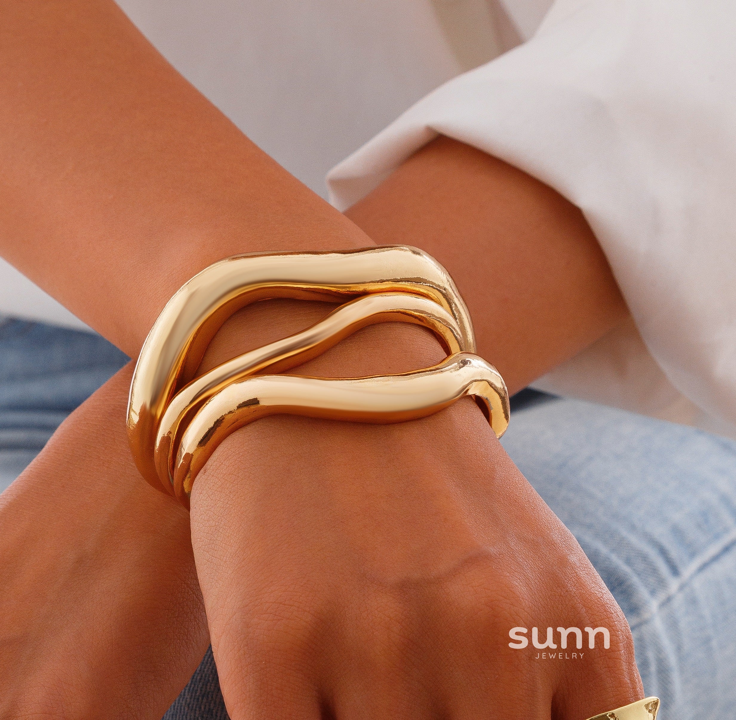 Vianney Irregular Metal Bangle Set