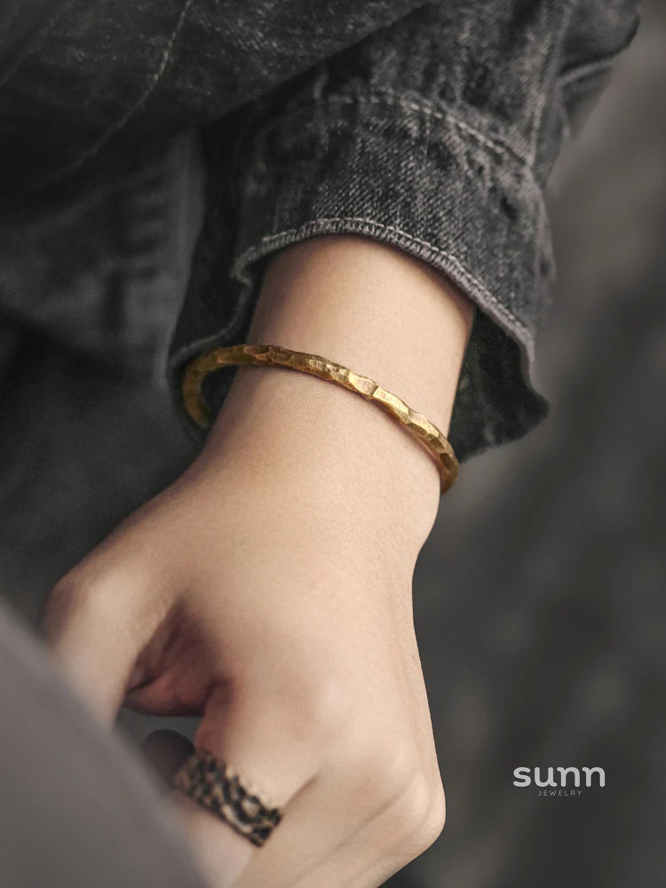 Vihana Textured Brass Cuff Bracelet