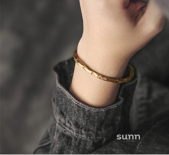 Vihana Textured Brass Cuff Bracelet