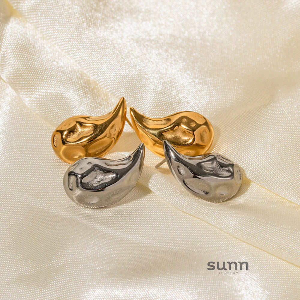 Violet Hammered Teardrop Earrings