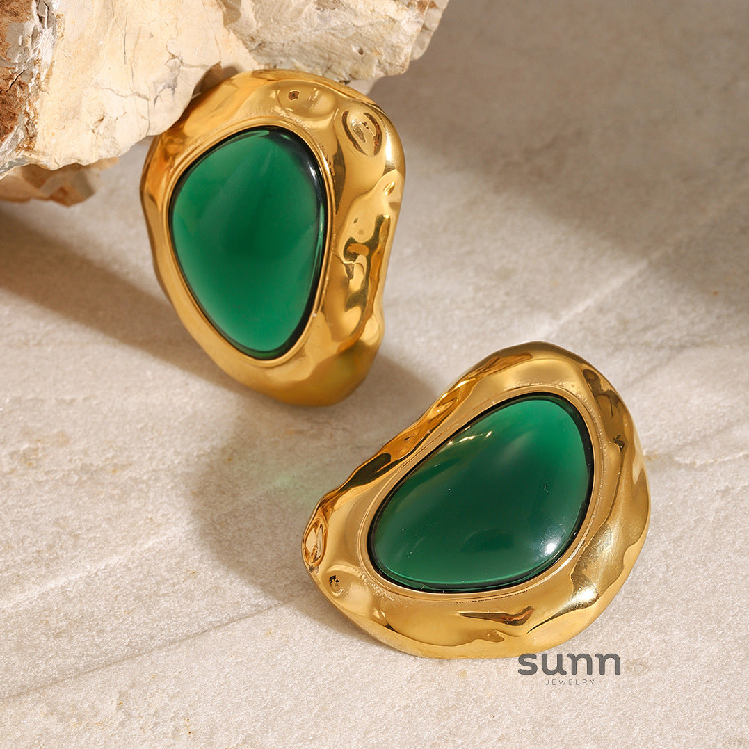 Vivian Retro Oval Earrings [BKFLXN7G]