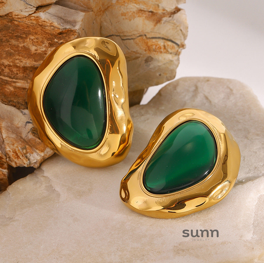 Vivian Retro Oval Earrings [P8TSCJKX]