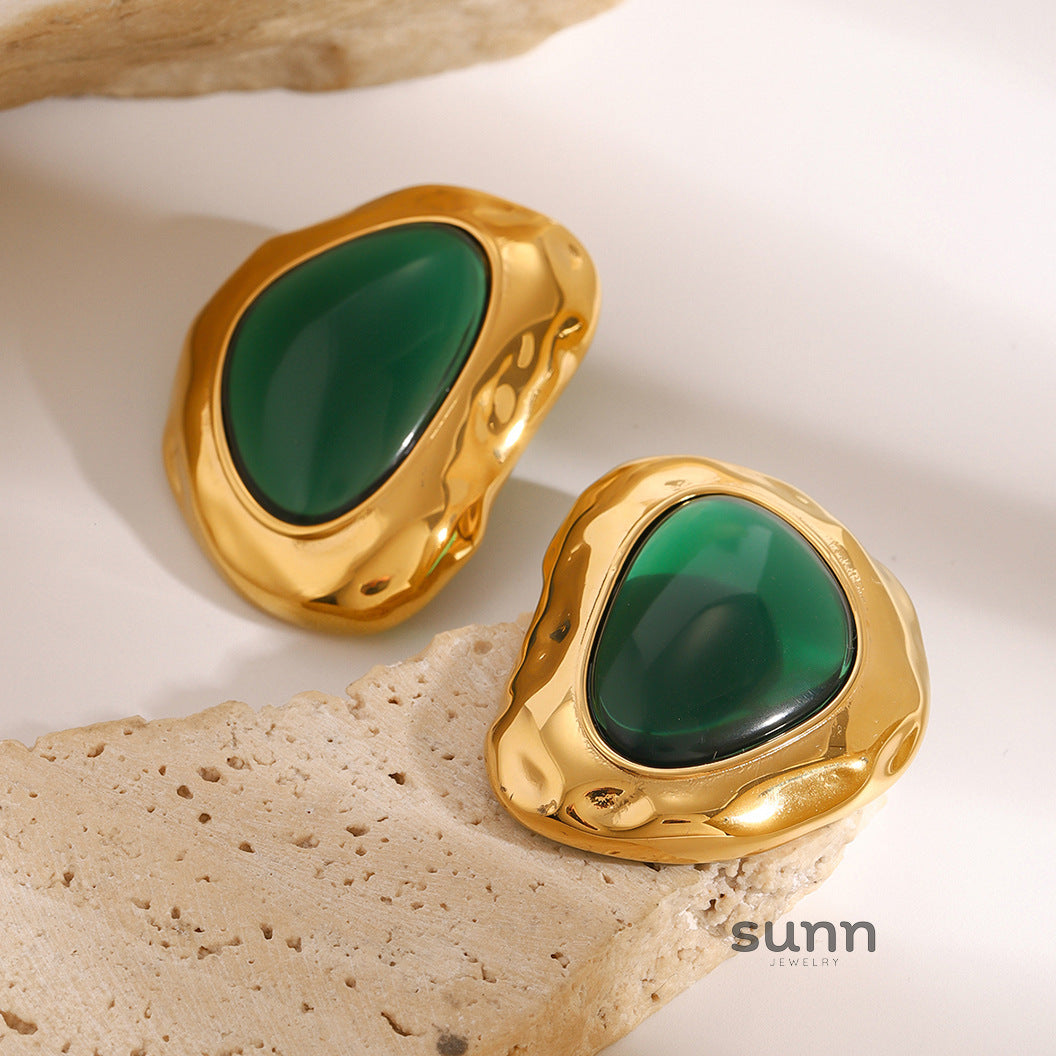 Vivian Retro Oval Earrings [RTQUT8BU]