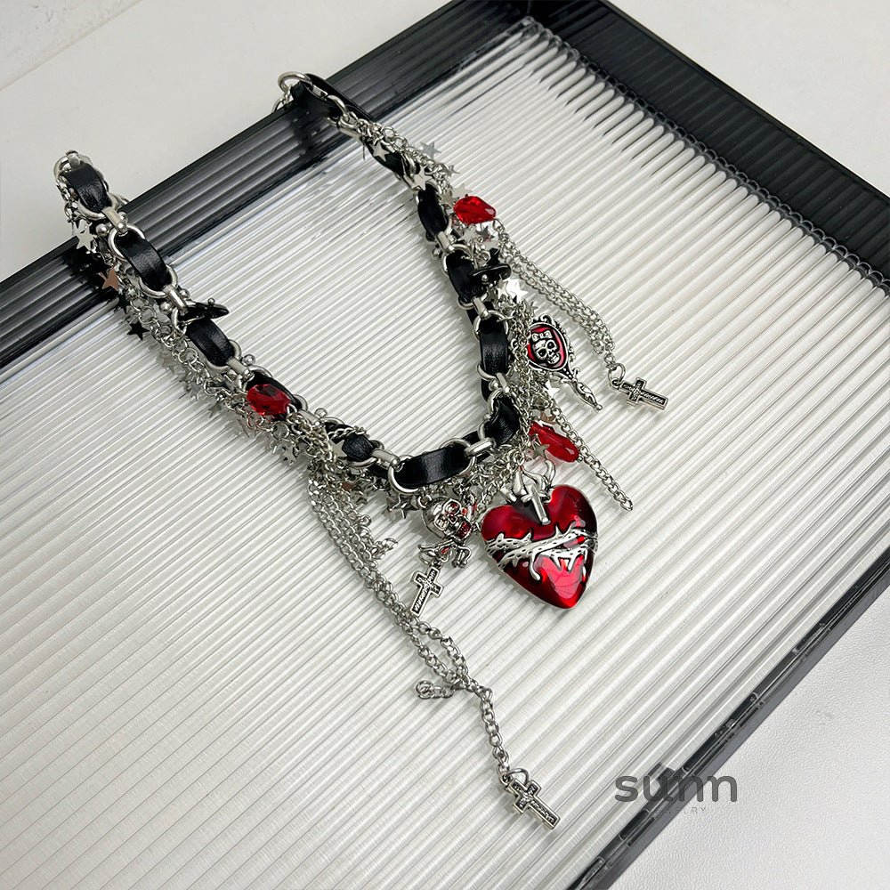 Vivian Thorn Heart Tassel Necklace [XWPKSYCT]