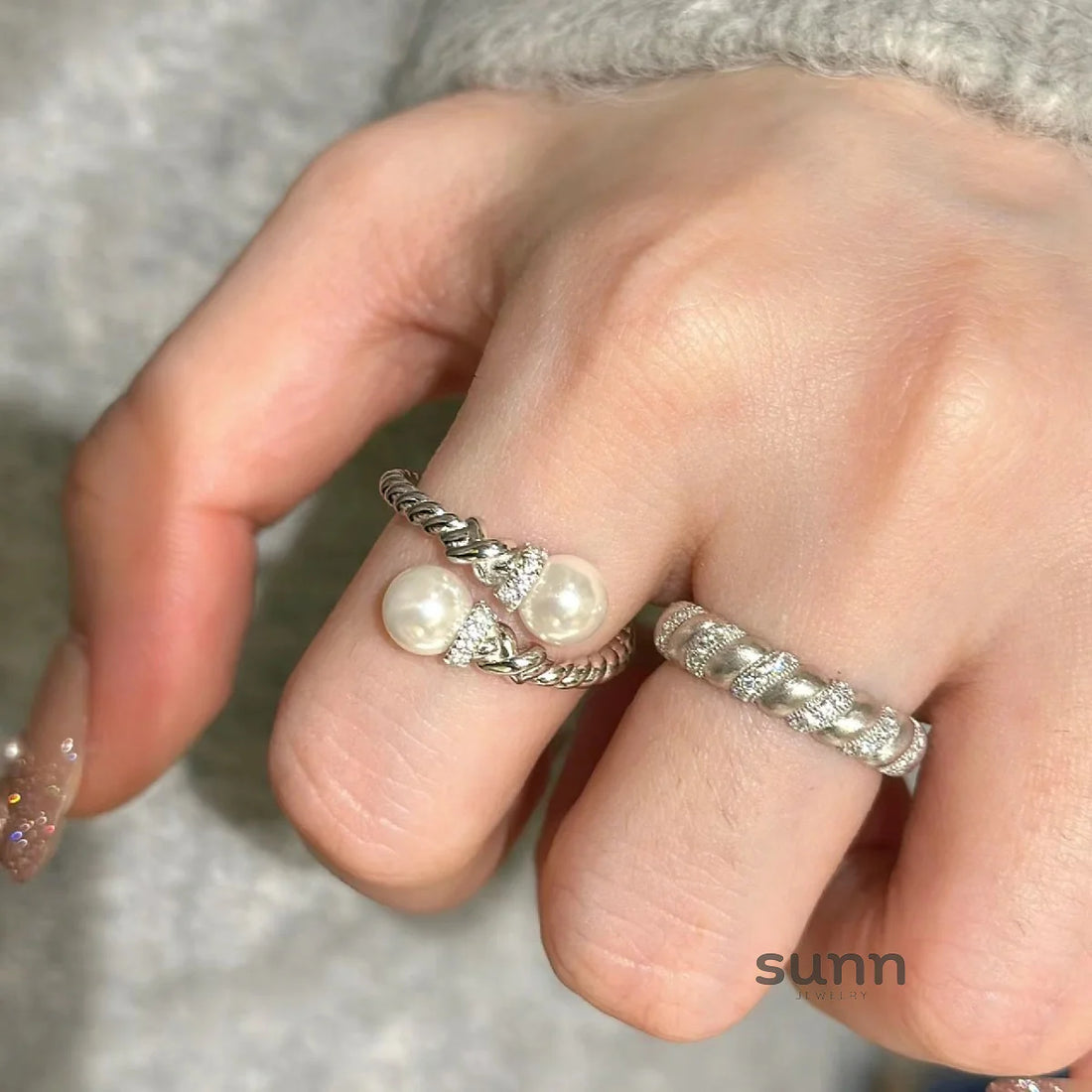 Vivian Vintage Pearl Twist Ring