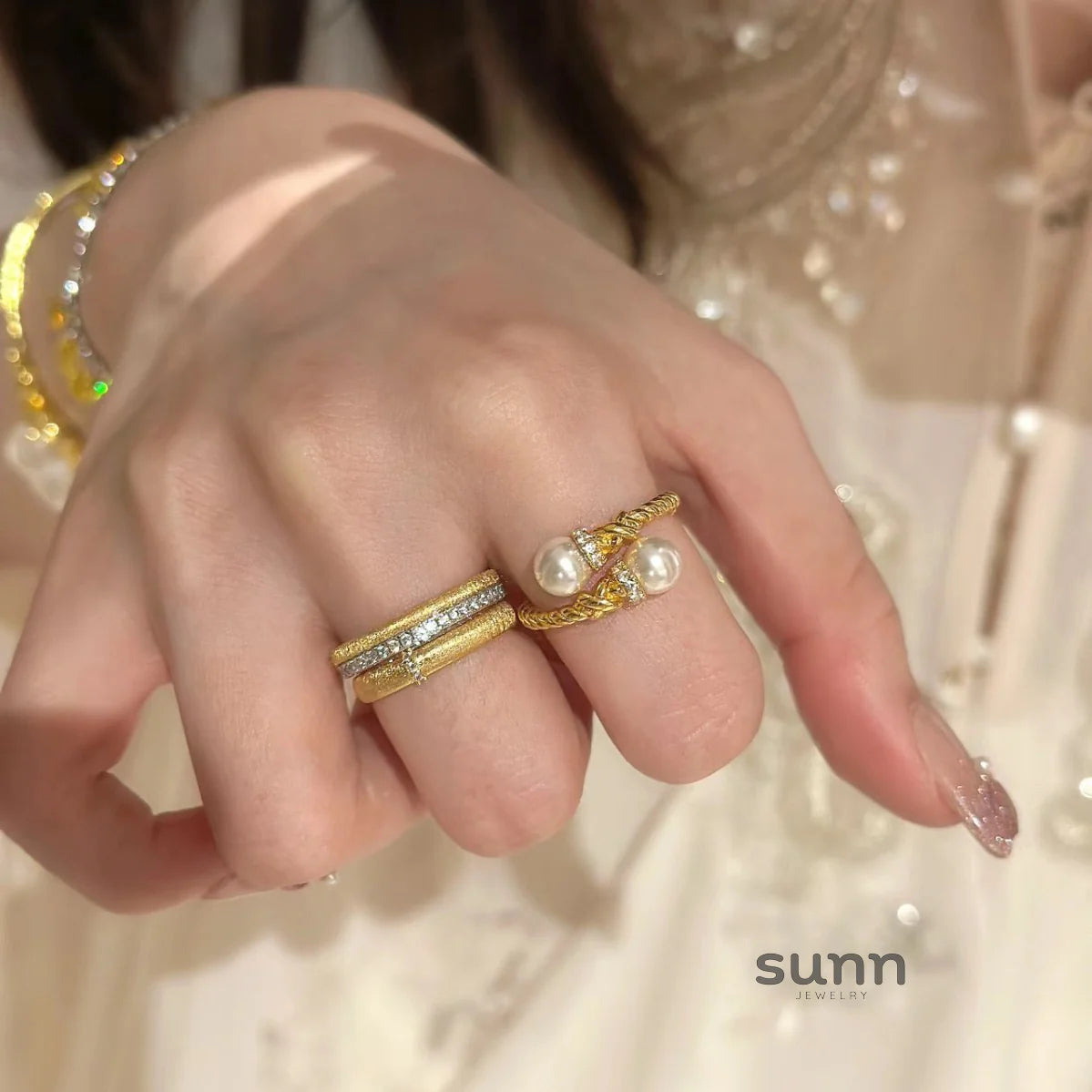 Vivian Vintage Pearl Twist Ring