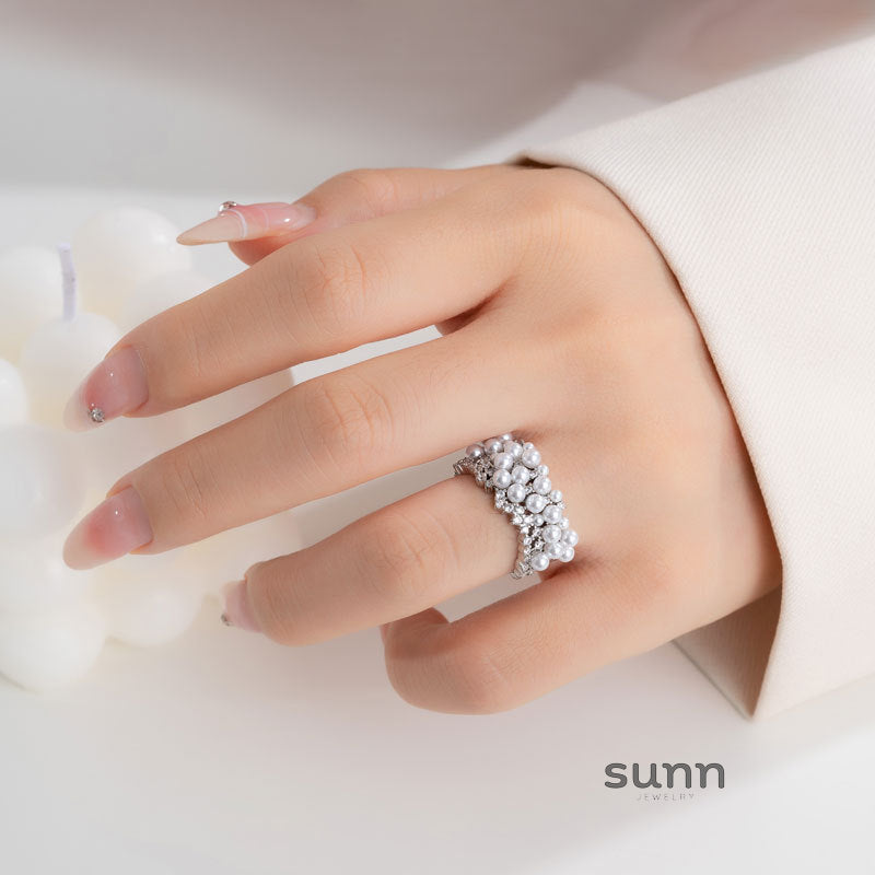 Wednesday Pearl Zircon Open Ring [UMLEEN2F]